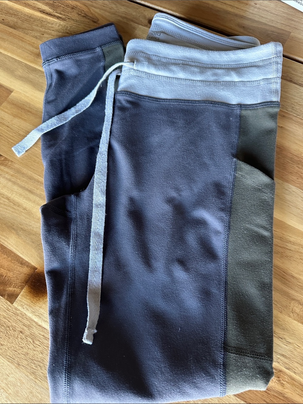 Fabletics Colorblock Leggings in Navy, Olive & Light Gray